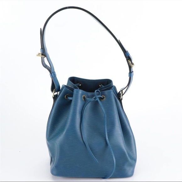 Louis Vuitton Petit Noe Bucket Bag Blue Epi Leather Luxury Drawstring Shoulder - Picture 1 of 9